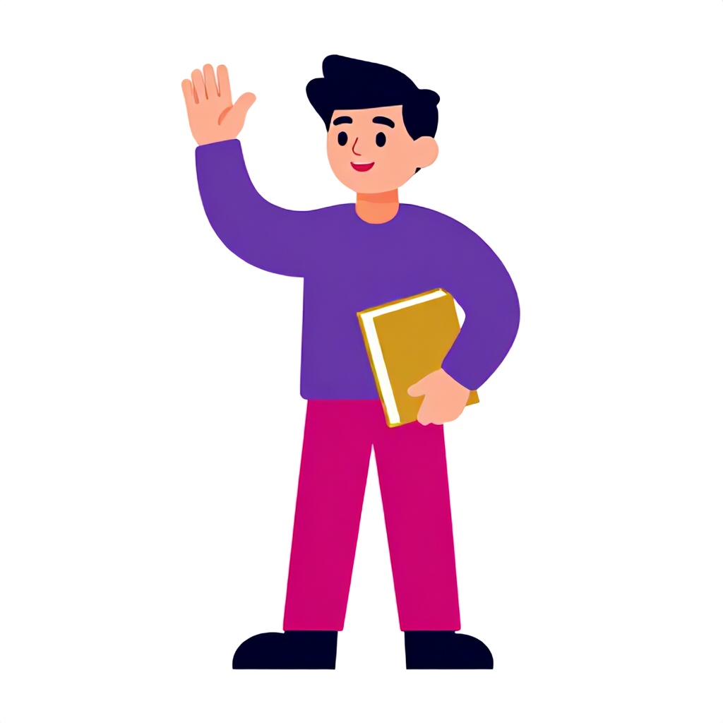 Zone 7 tutorial mascot waving with a book