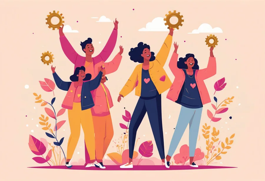 Illustration of young Rotaractors celebrating